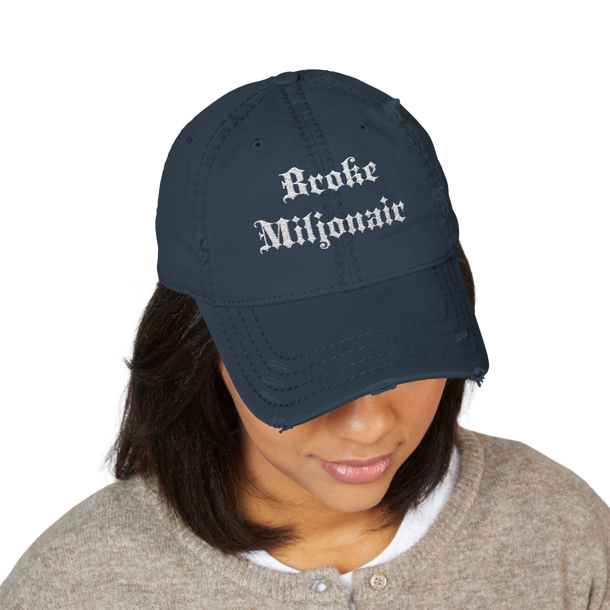 Distressed Broke Millionaire Embroidered Cap