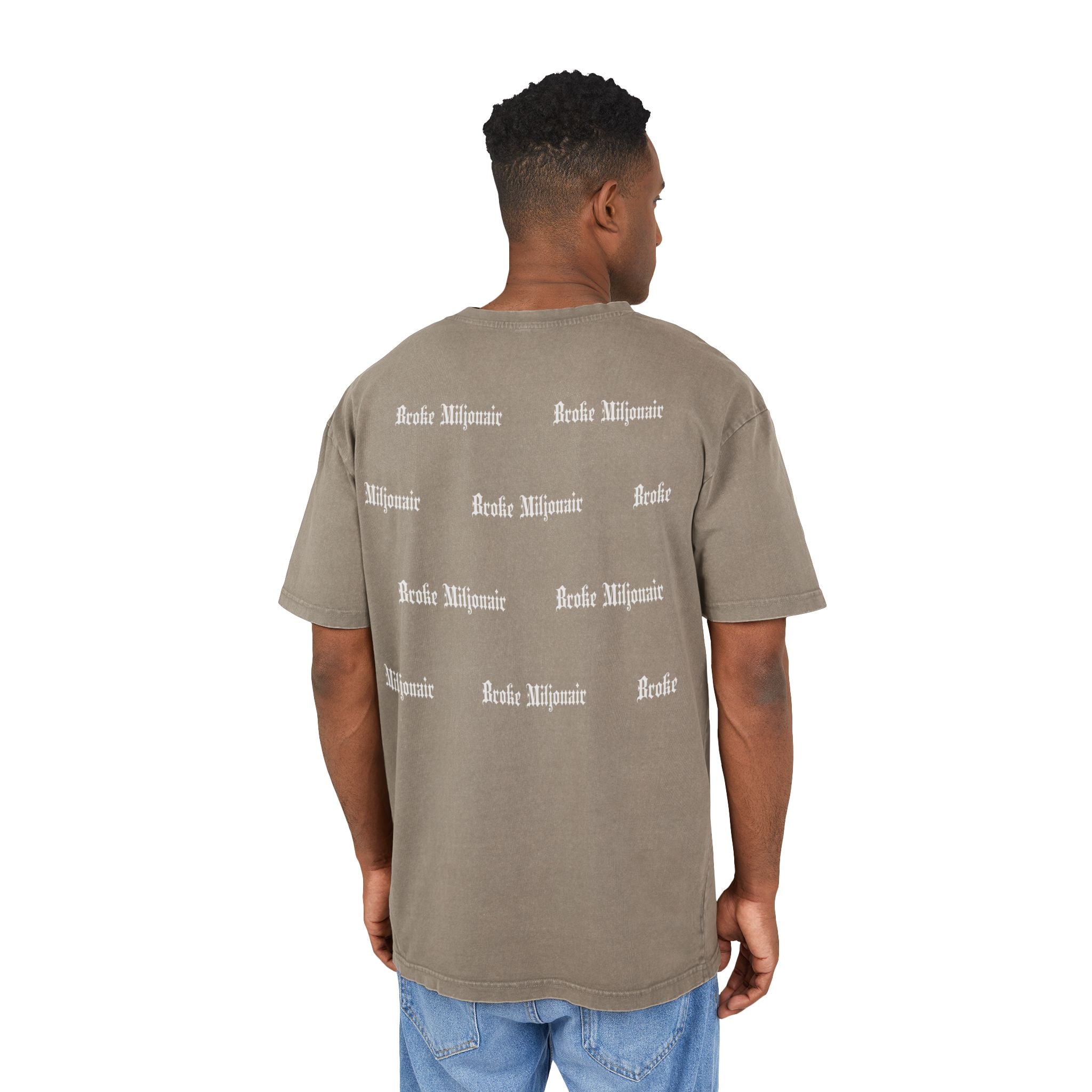 Broke Miljonair Men's Acid Washed Graphic Oversized Tee