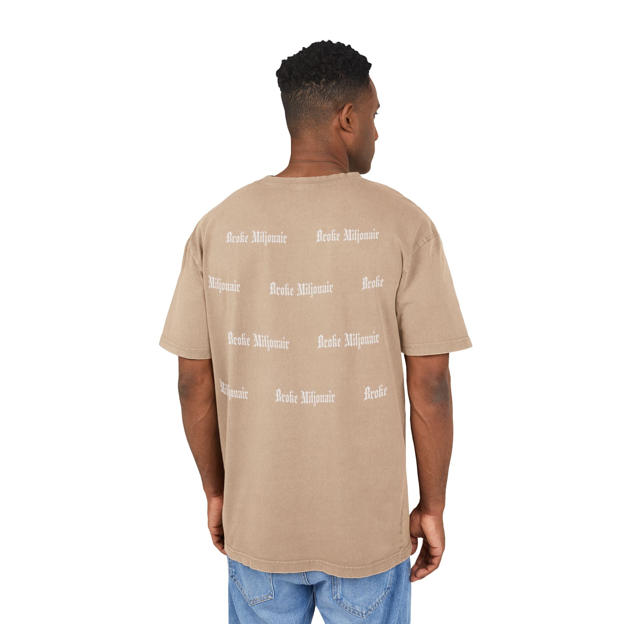 Broke Miljonair Men's Acid Washed Graphic Oversized Tee