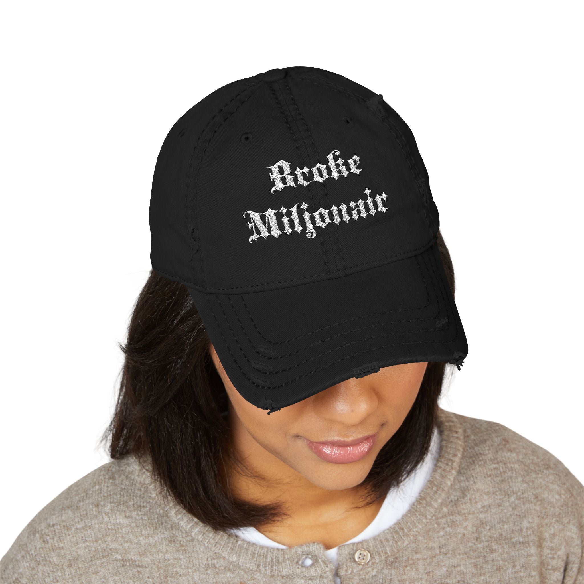 Distressed Broke Millionaire Embroidered Cap