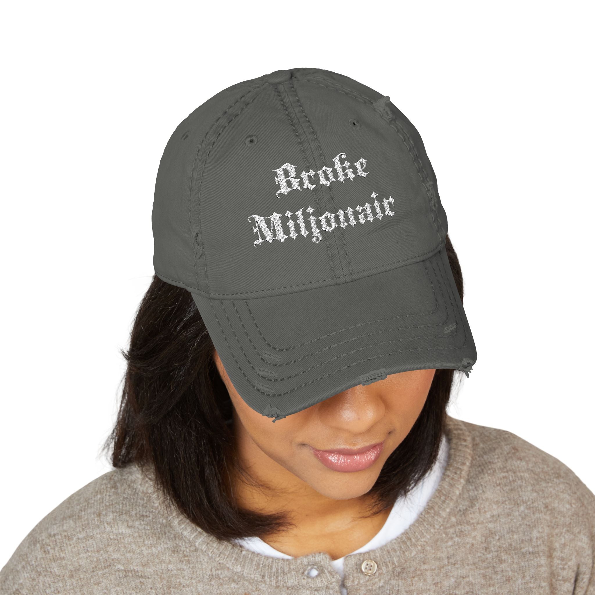 Distressed Broke Millionaire Embroidered Cap