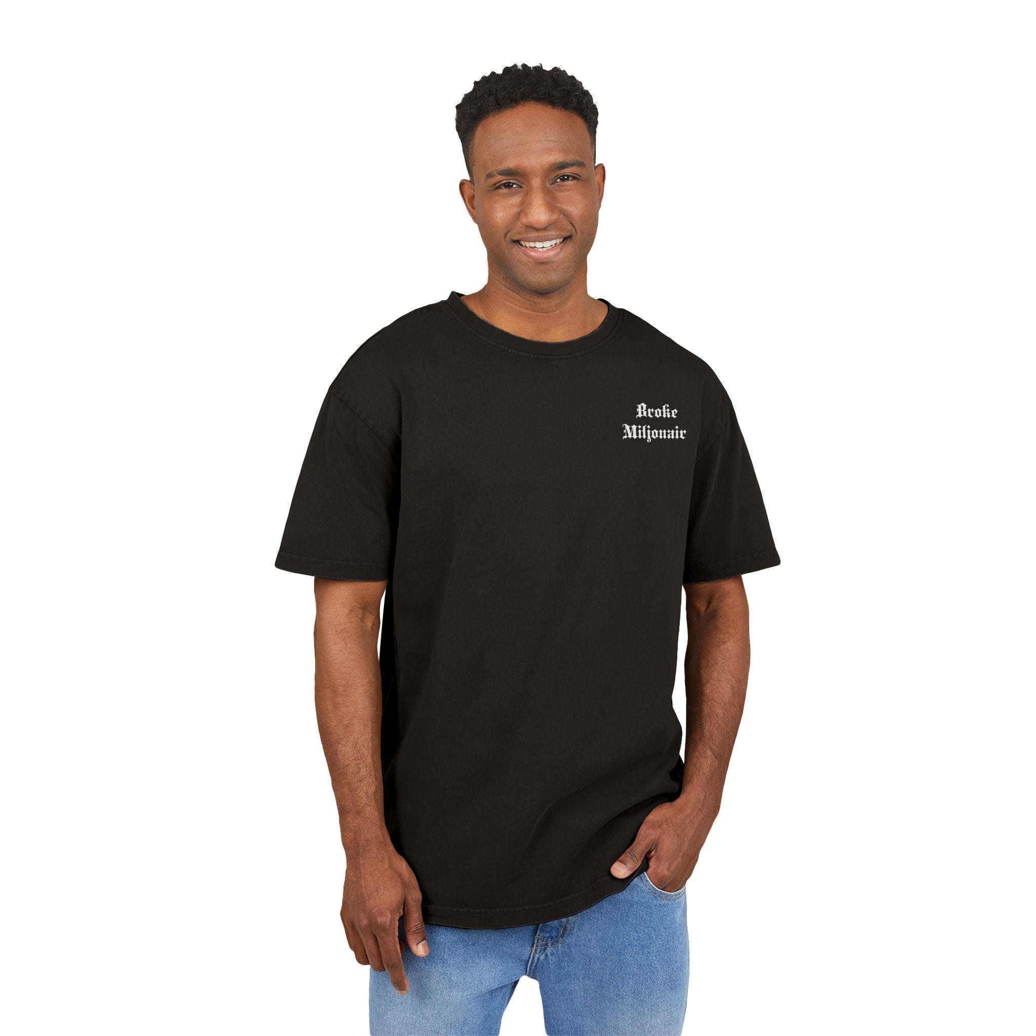 Broke Miljonair Men's Acid Washed Graphic Oversized Tee