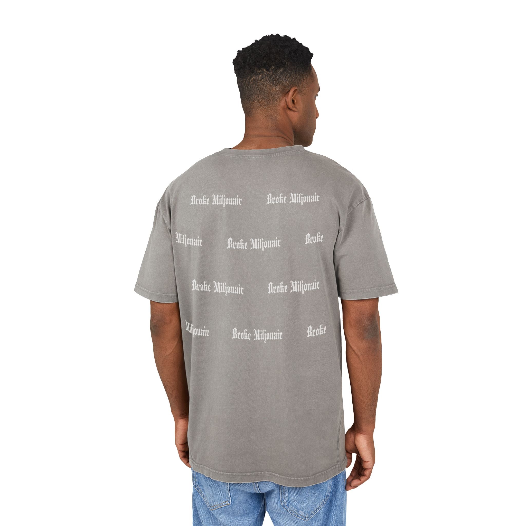 Broke Miljonair Men's Acid Washed Graphic Oversized Tee